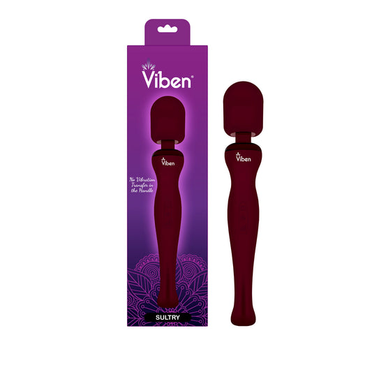 Red handheld massager with 'Viben' branding on a white background