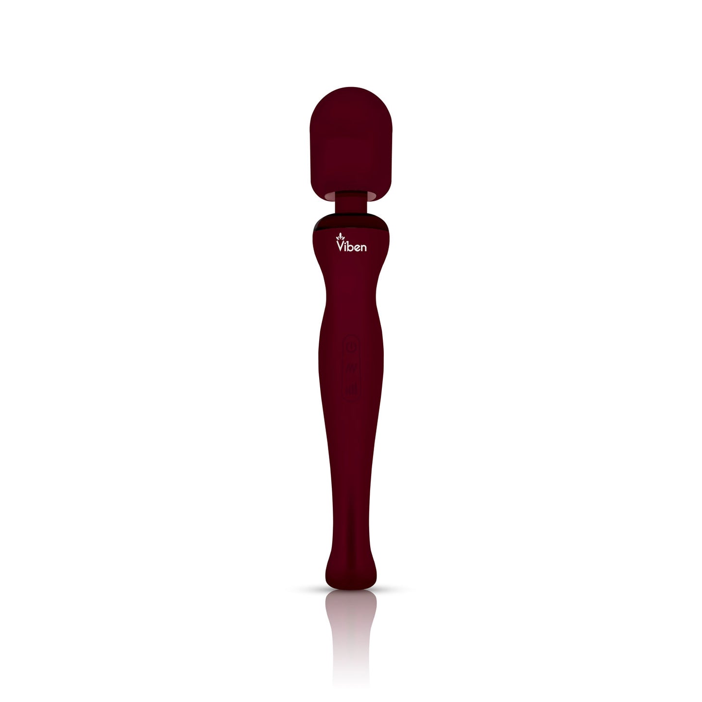 Red handheld massager with 'The Viben' branding on a white background