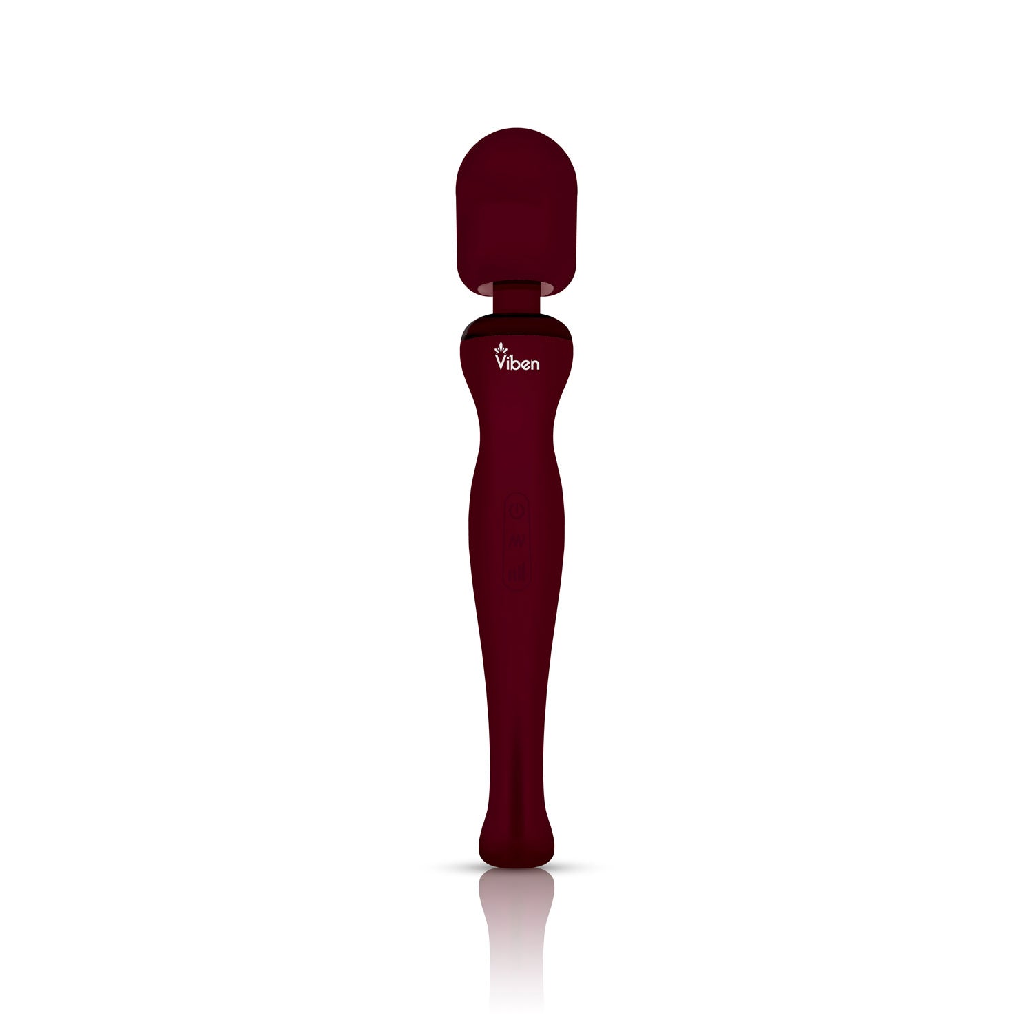 Red handheld massager with 'The Viben' branding on a white background